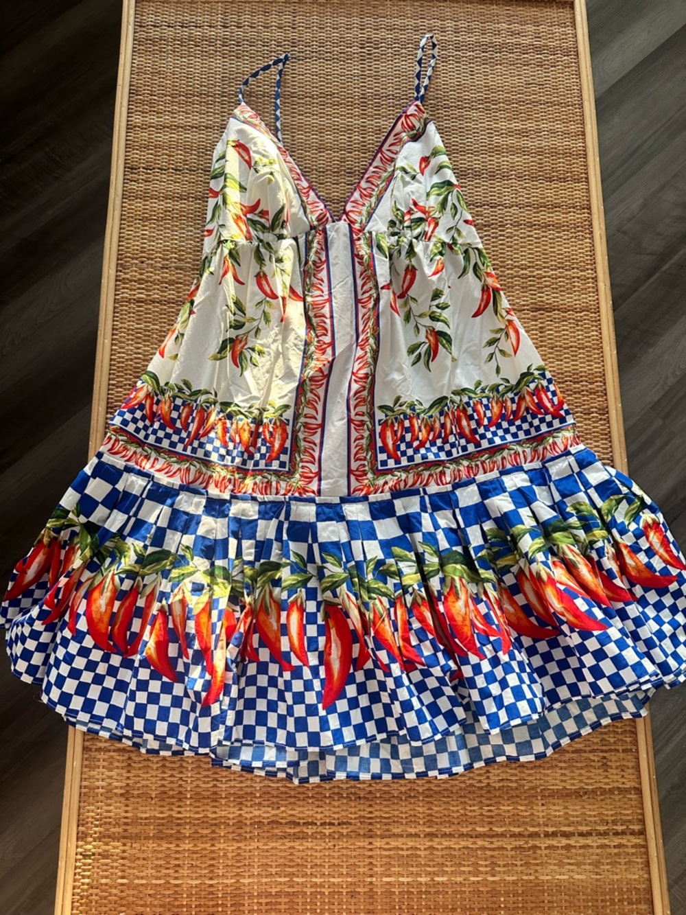 FARM Rio White Picnic Peppers Mini Dress Size Small - Picture 2 of 10
